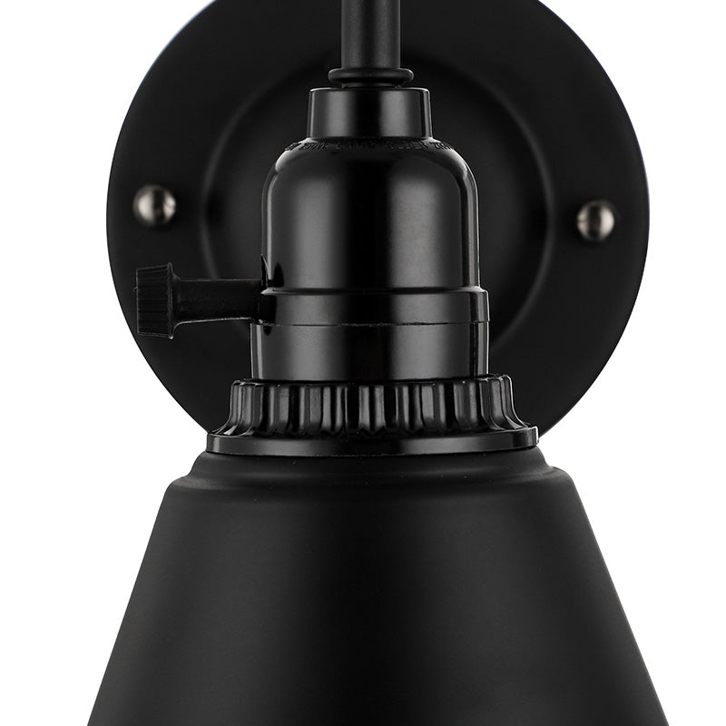 Lisslune | 1 head gooseneck wall light with conical shade industrial black metal wall lamp for the dining room