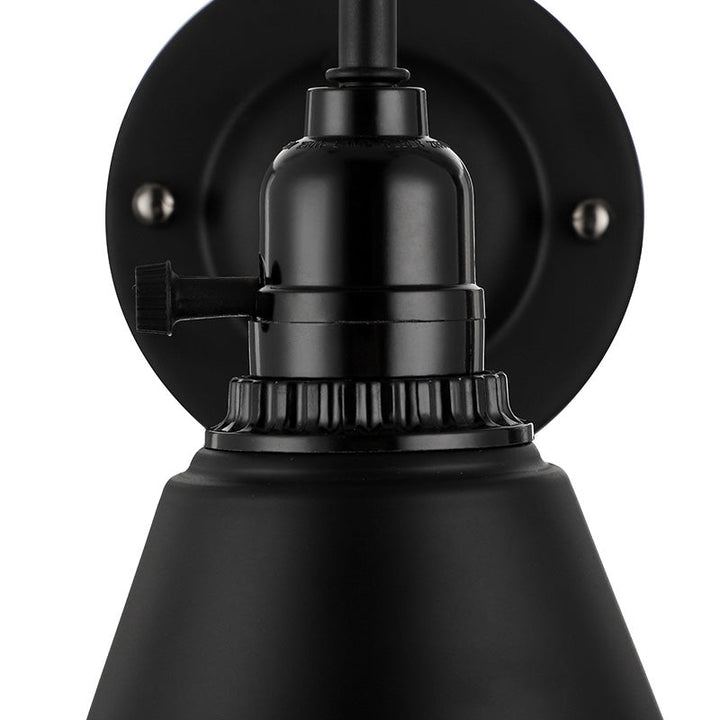 Lisslune | 1 head gooseneck wall light with conical shade industrial black metal wall lamp for the dining room