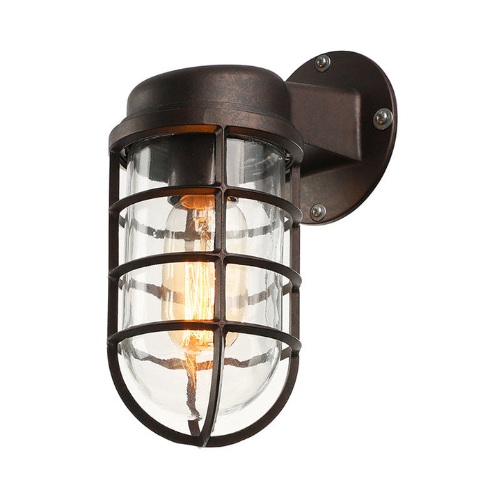 Skørter | Clear Glass Black/White/Rust Wall Lamp Cylinder 1-Light Traditional Wall Light Fixture for Porch with Cage