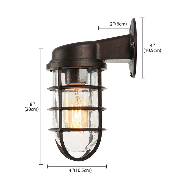 Skørter | Clear Glass Black/White/Rust Wall Lamp Cylinder 1-Light Traditional Wall Light Fixture for Porch with Cage