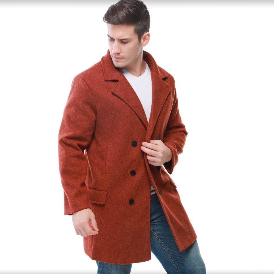 Men's elegant wool coat with double-breasted button placket and wide lapels Lisslune