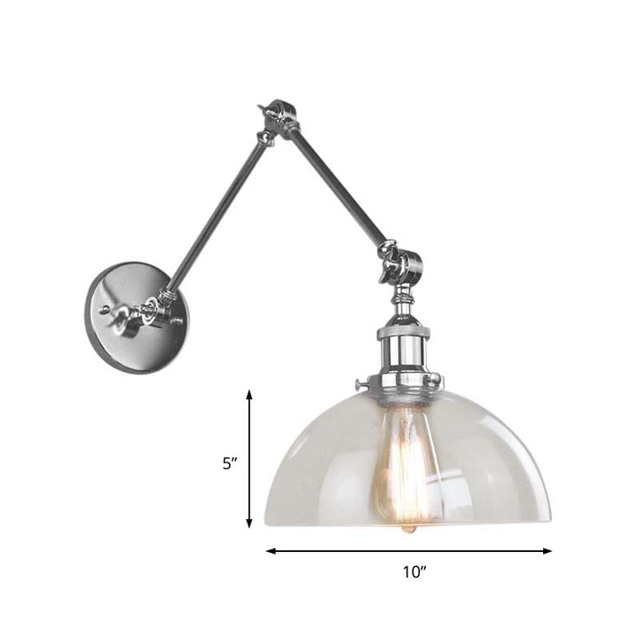 Lisslune | Dome Clear Glass Wall Lamp Industrial Simple Bulb Dining Room Sconces Light in Chrome