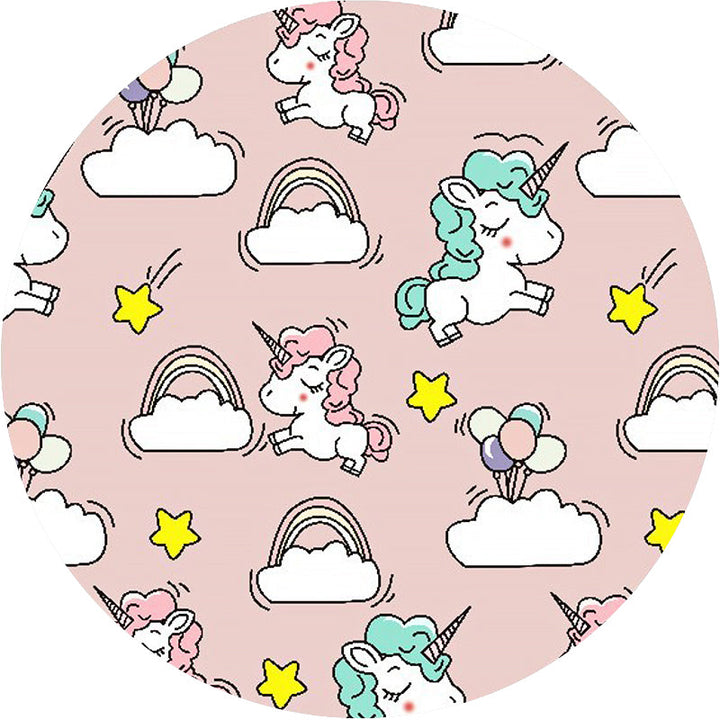 Lisslune | Pink and Blue Kids Mat Polyester Unicorn and Rainbow Print Mat Washable Non-slip Back Carpet for Children's Room
