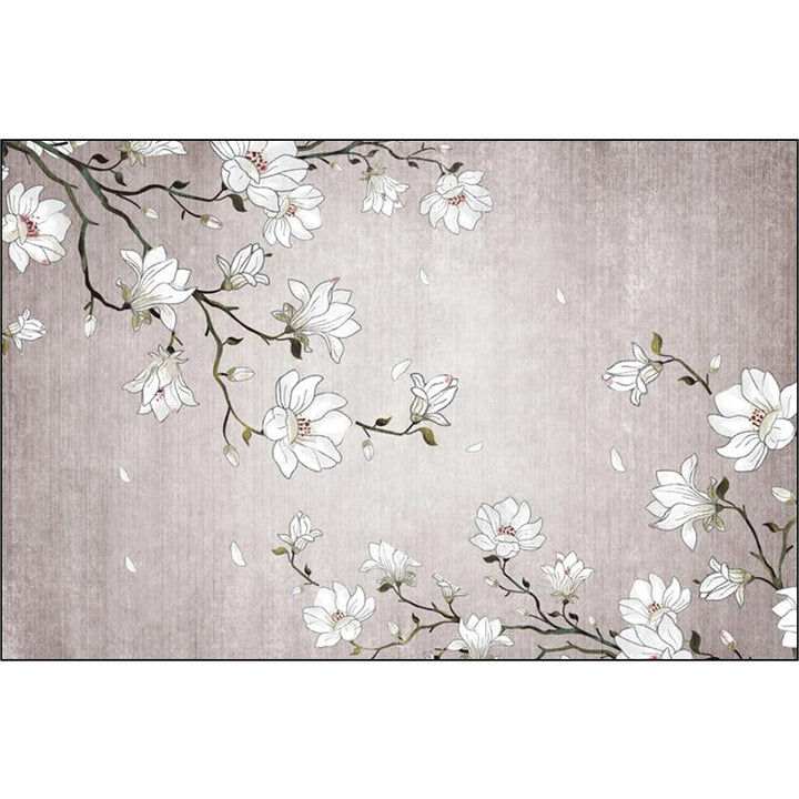 Lisslune | Light Red Oriental Carpet Polyester Floral Element Carpet Washable Non-Slip Back Carpet for Living Room