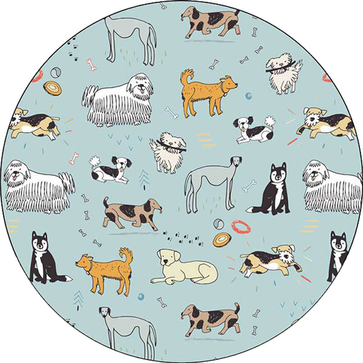 Lisslune | Unique Children Rug in Green Animals Dog Bone Print Pattern Rug Polyester Machine Washable Carpet for Children's Room