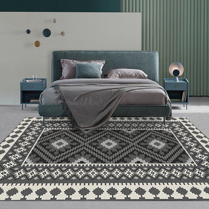 Lisslune | American Tribal Print Rug Gray and Brown Polyester Rug Machine Washable Non-Slip Area Rug for the Living Room
