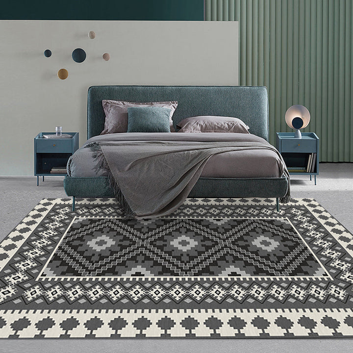 Lisslune | American Tribal Print Rug Gray and Brown Polyester Rug Machine Washable Non-Slip Area Rug for the Living Room