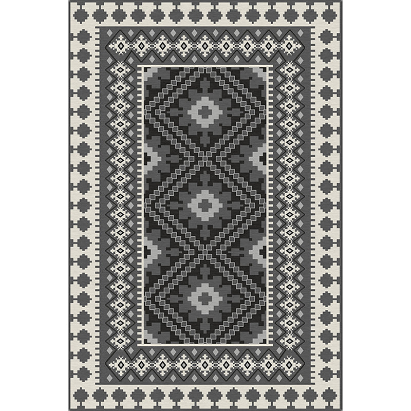 Lisslune | American Tribal Print Rug Gray and Brown Polyester Rug Machine Washable Non-Slip Area Rug for the Living Room