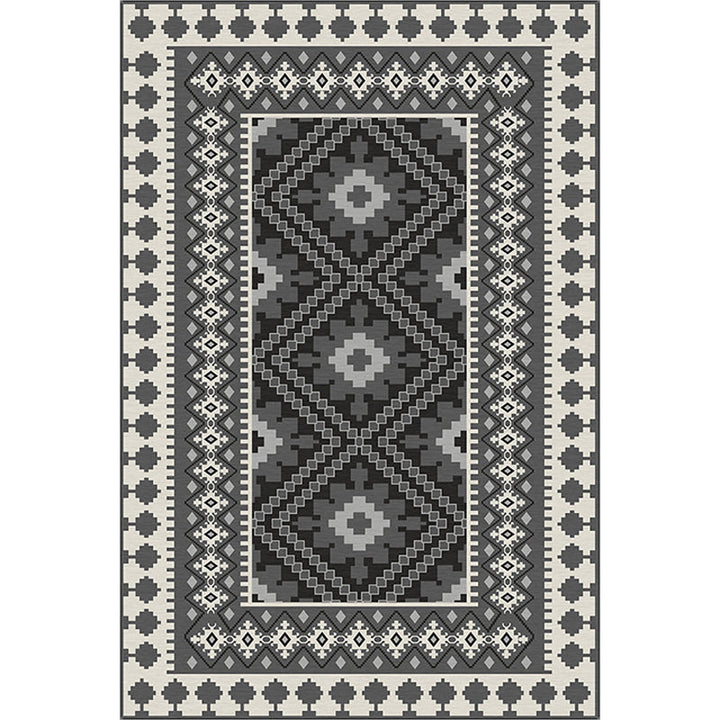 Lisslune | American Tribal Print Rug Gray and Brown Polyester Rug Machine Washable Non-Slip Area Rug for the Living Room
