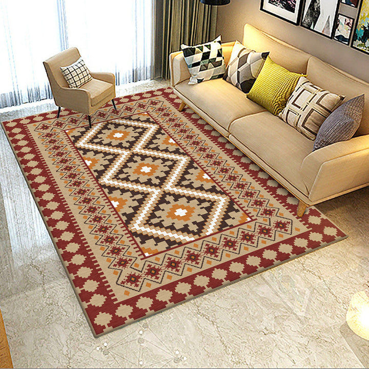 Lisslune | American Tribal Print Rug Gray and Brown Polyester Rug Machine Washable Non-Slip Area Rug for the Living Room