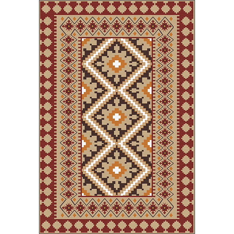 Lisslune | American Tribal Print Rug Gray and Brown Polyester Rug Machine Washable Non-Slip Area Rug for the Living Room