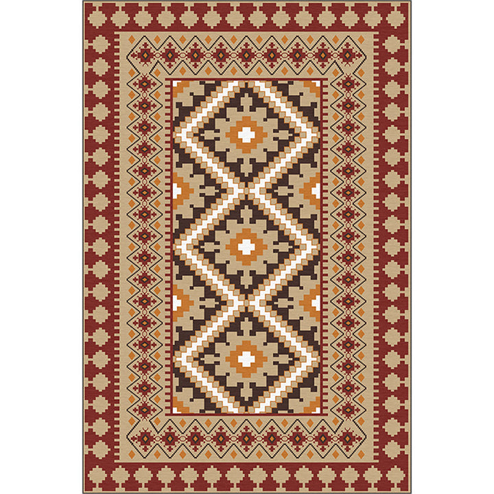 Lisslune | American Tribal Print Rug Gray and Brown Polyester Rug Machine Washable Non-Slip Area Rug for the Living Room