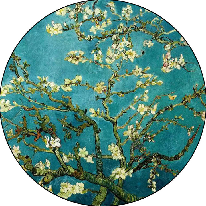 Lisslune | Retro Floral Pattern Rug Blue Traditional Rug Polyester Washable Non-Slip Back Rug for Living Room