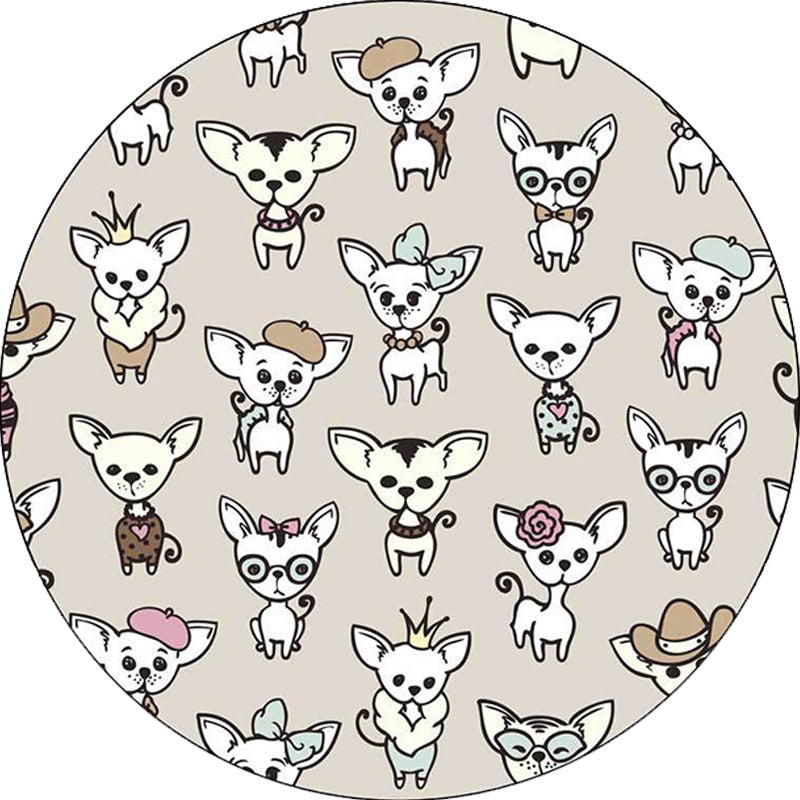 Lisslune | Casual Kids Rug in Brown Animal Dog Pattern Rug Polyester Machine Washable Non-Slip Rug for the Children's Room