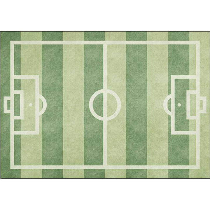 Lisslune | Kids' Bedroom Rug in Green Sports Football Field Print Rug Polyester Non-Slip Back Washable Rug