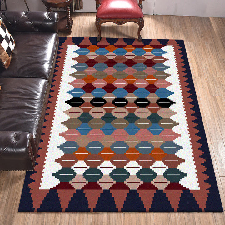 Lisslune | Vintage Tribal Pattern Carpet White and Purple Traditional Carpet Polyester Washable Non-Slip Back Carpet for Bedroom