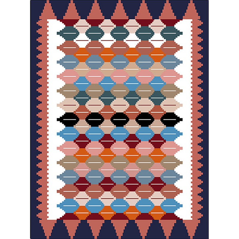 Lisslune | Vintage Tribal Pattern Carpet White and Purple Traditional Carpet Polyester Washable Non-Slip Back Carpet for Bedroom