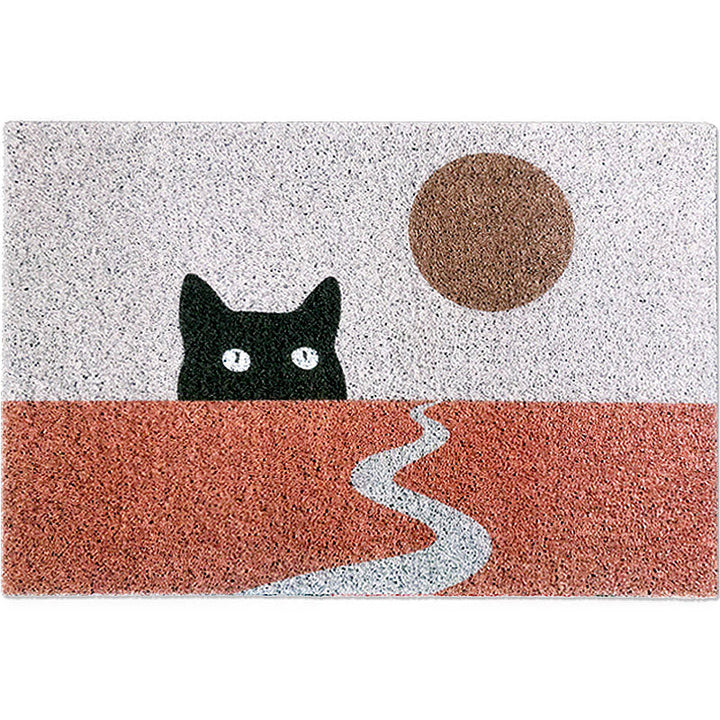 Lisslune | Red Children's Carpet Vinyl Cat Print Carpet Washable Non-Slip Back Carpet for the Children's Room