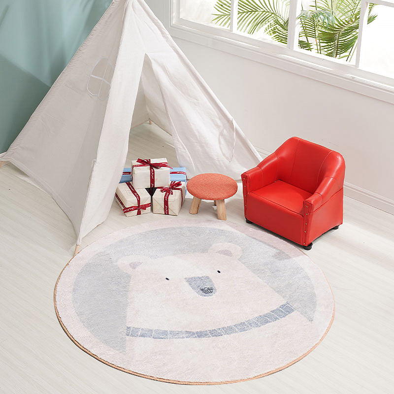 Lisslune | Unique cartoon bear patterned rug gray children's rug polyester washable non-slip area rug for the children's room