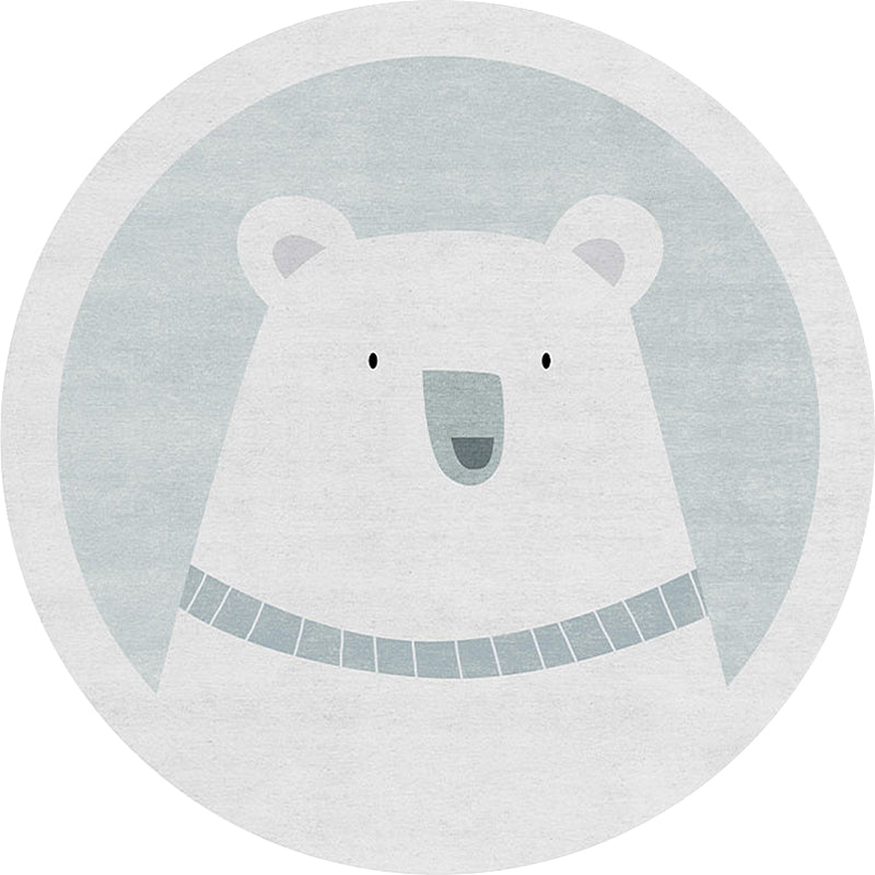 Lisslune | Unique cartoon bear patterned rug gray children's rug polyester washable non-slip area rug for the children's room