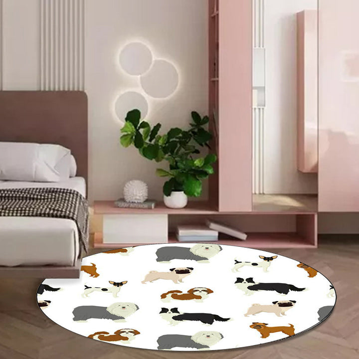 Lisslune | Beautiful children's rug in white with animal dog pattern Rug Polyester Washable Stain-resistant rug for the children's room