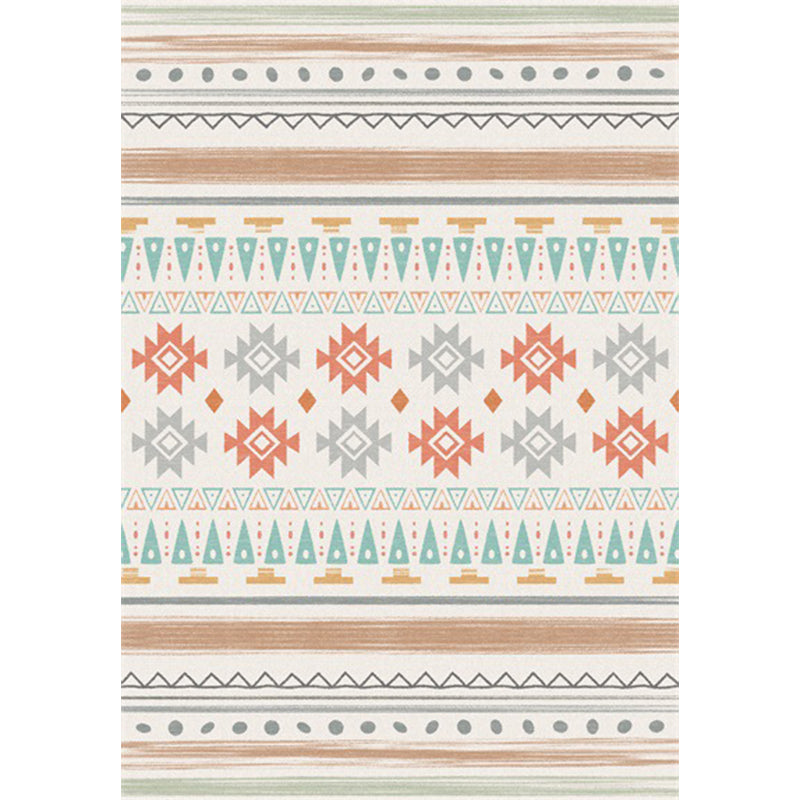 Lisslune | Americana Geometric Print Rug Beige Polyester Rug Machine Washable Non-Slip Rug for the Living Room