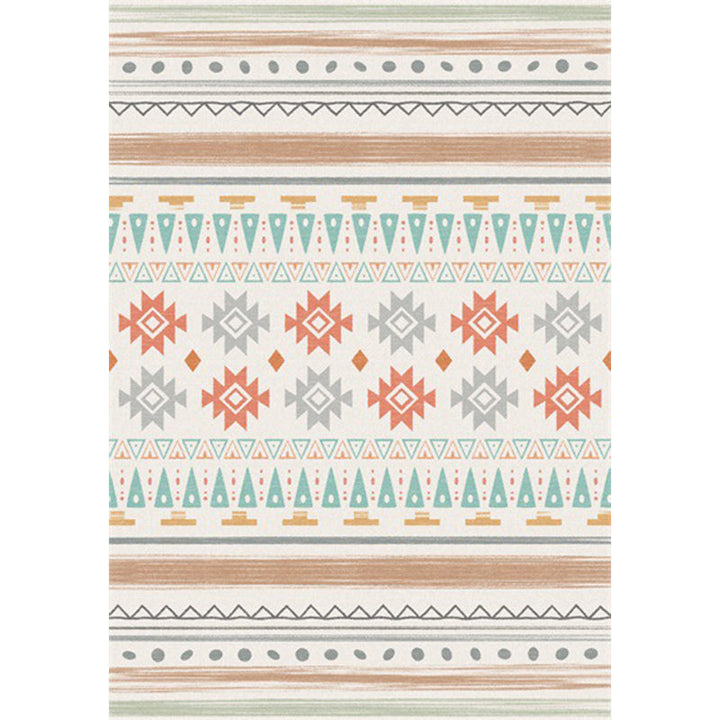 Lisslune | Americana Geometric Print Rug Beige Polyester Rug Machine Washable Non-Slip Rug for the Living Room