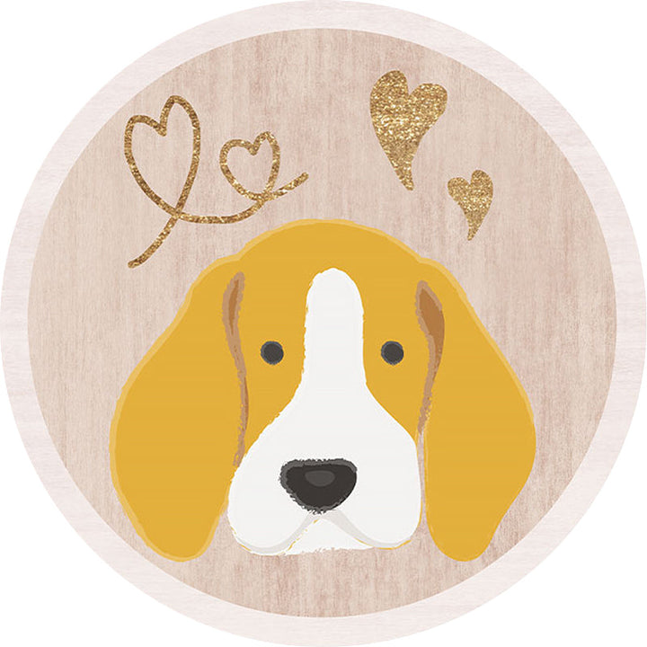 Lisslune | Yellow Children's Floor Rug Polyester Dog and Heart Print Washable Non-Slip Back Carpet for Children's Room