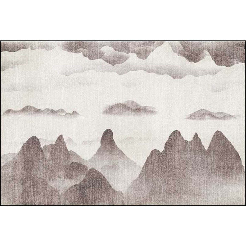 Lisslune | Traditional mountain pattern rug brown and gray oriental rug polyester machine washable anti-slip coating rug for the living room