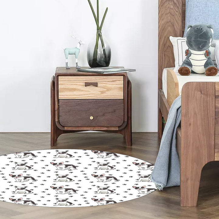 Lisslune | Kids Bedroom Rug in White Animal Dog Paw Print Rug Polyester Non-Slip Backing Pet-Friendly Rug