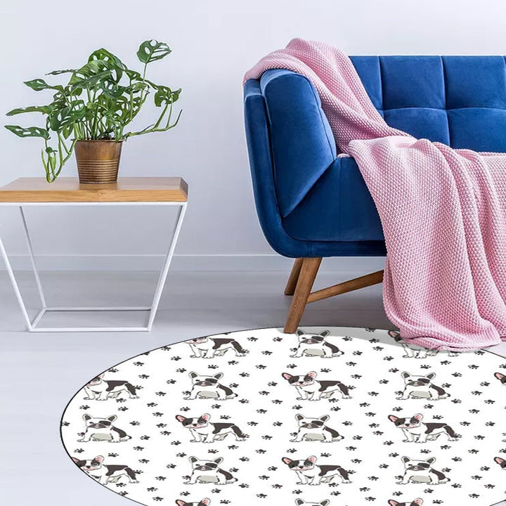 Lisslune | Kids Bedroom Rug in White Animal Dog Paw Print Rug Polyester Non-Slip Backing Pet-Friendly Rug