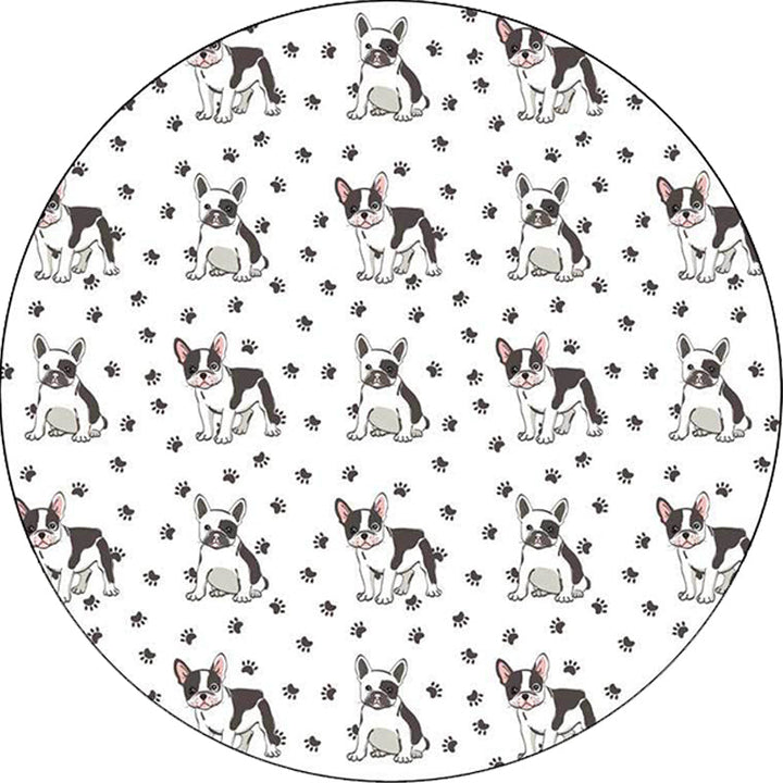 Lisslune | Kids Bedroom Rug in White Animal Dog Paw Print Rug Polyester Non-Slip Backing Pet-Friendly Rug
