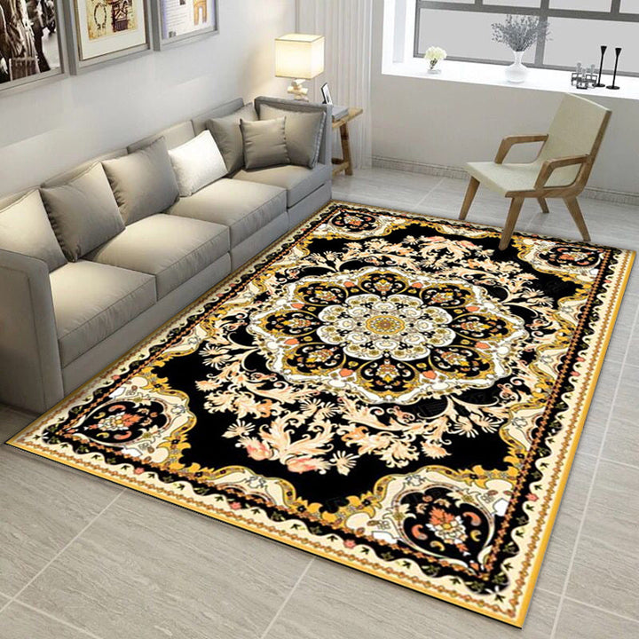 Lisslune | Moroccan Medallion Pattern Carpet with Flower Theme Green Polyester Carpet Machine Washable Non-Slip Area Rug for the Living Room