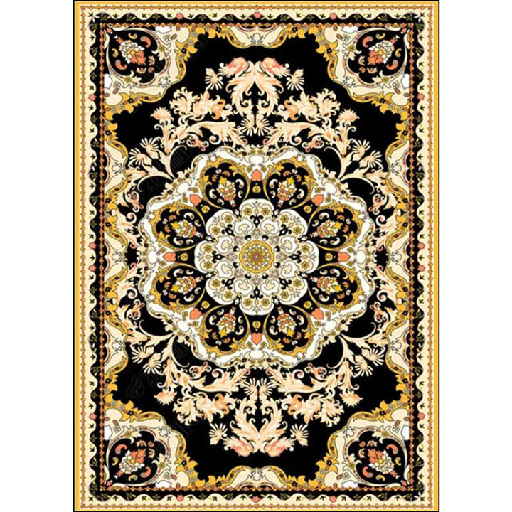 Lisslune | Moroccan Medallion Pattern Carpet with Flower Theme Green Polyester Carpet Machine Washable Non-Slip Area Rug for the Living Room