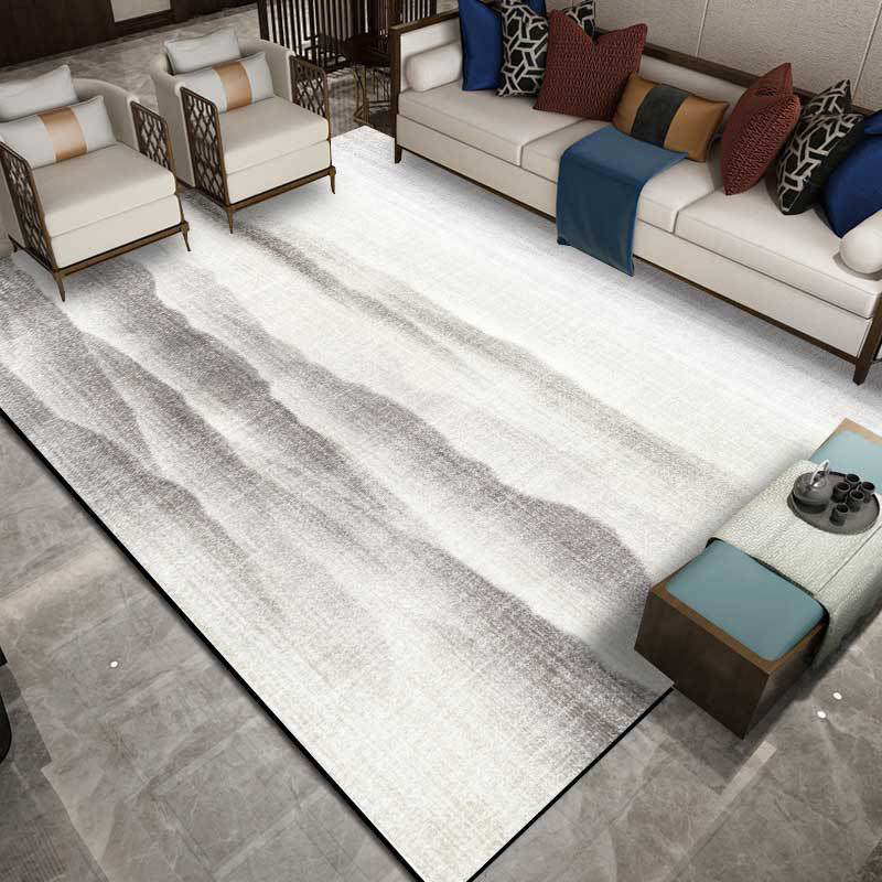 Lisslune | Vintage Ink Wash Painting Rug with Mountain Gray Polyester Rug Machine Washable Non-Slip Area Rug for Bedroom
