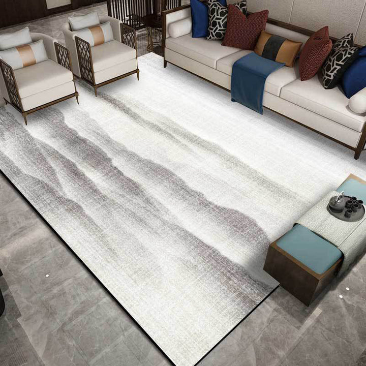 Lisslune | Vintage Ink Wash Painting Rug with Mountain Gray Polyester Rug Machine Washable Non-Slip Area Rug for Bedroom