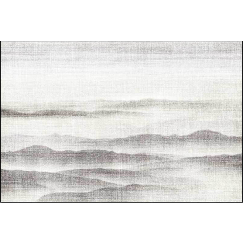 Lisslune | Vintage Ink Wash Painting Rug with Mountain Gray Polyester Rug Machine Washable Non-Slip Area Rug for Bedroom
