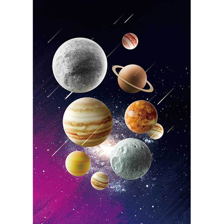 Lisslune | Kids' Bedroom Rug in Black and Purple Space Galaxy Planet Print Rug Polyester Machine Washable Rug