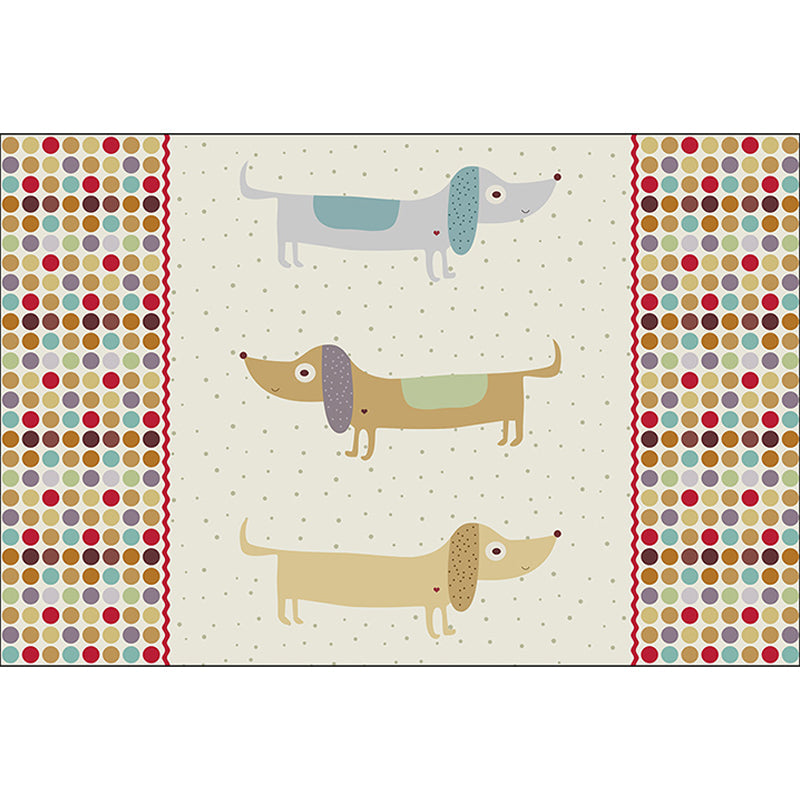 Lisslune | Yellow Children's Room Carpet Children's Animal Dog Dots Pattern Carpet Polyester Non-Slip Machine Washable Carpet