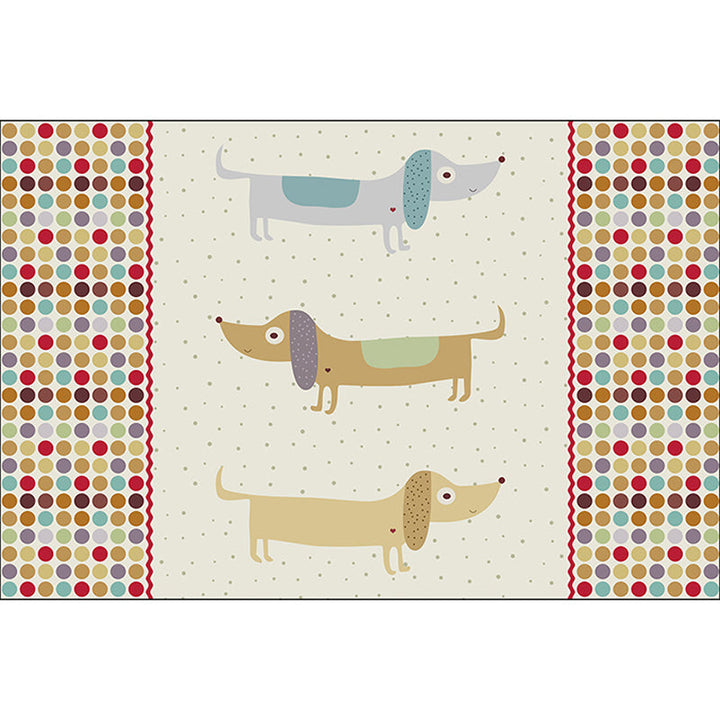 Lisslune | Yellow Children's Room Carpet Children's Animal Dog Dots Pattern Carpet Polyester Non-Slip Machine Washable Carpet
