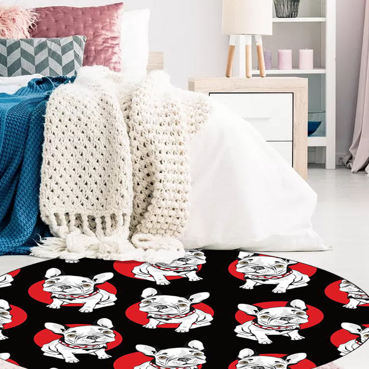 Lisslune | Black Children's Room Carpet Children Animals Dog Pattern Rug Polyester Non-Slip Backing Rug