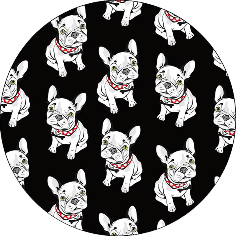 Lisslune | Black Children's Room Carpet Children Animals Dog Pattern Rug Polyester Non-Slip Backing Rug