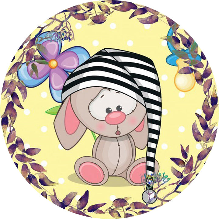 Lisslune | Beautiful cartoon mouse pattern carpet with flower and leaf pattern Yellow children's carpet Polyester Washable Non-slip area rug for the children's room
