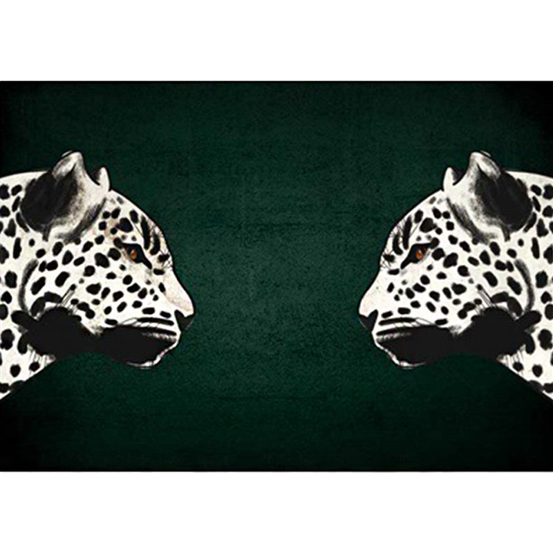 Lisslune | Funky Cheetah Pattern Rug Dark Green New Rug Polyester Washable Non-Slip Back Rug for the Living Room
