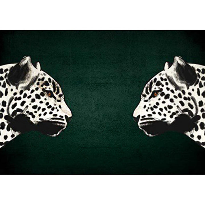 Lisslune | Funky Cheetah Pattern Rug Dark Green New Rug Polyester Washable Non-Slip Back Rug for the Living Room