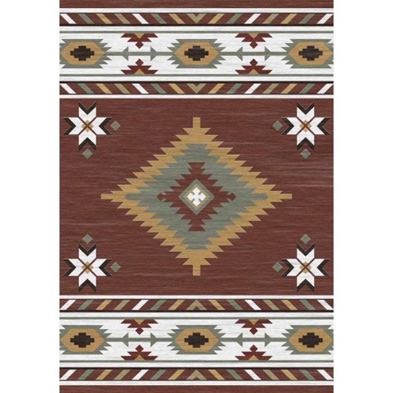 Lisslune | Americana Tribal geometric print carpet brown polyester carpet machine washable non-slip carpet for living room