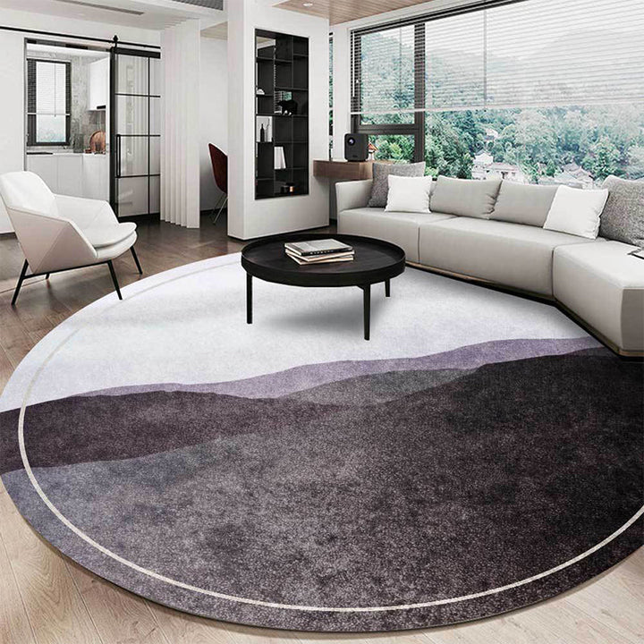 Lisslune | Green and Gray Oriental Carpet Polyester Mountain Ombre Pattern Carpet Washable Non-Slip Back Carpet for Living Room