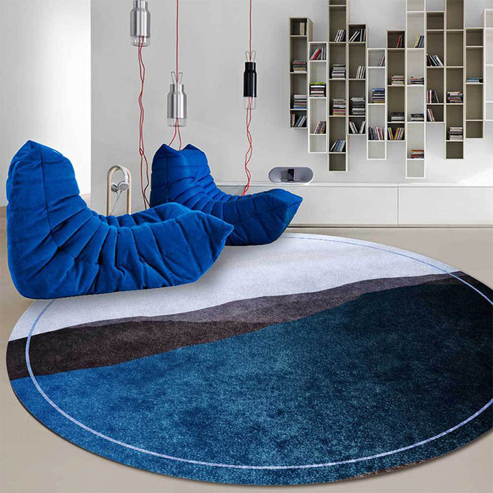 Lisslune | Green and Gray Oriental Carpet Polyester Mountain Ombre Pattern Carpet Washable Non-Slip Back Carpet for Living Room