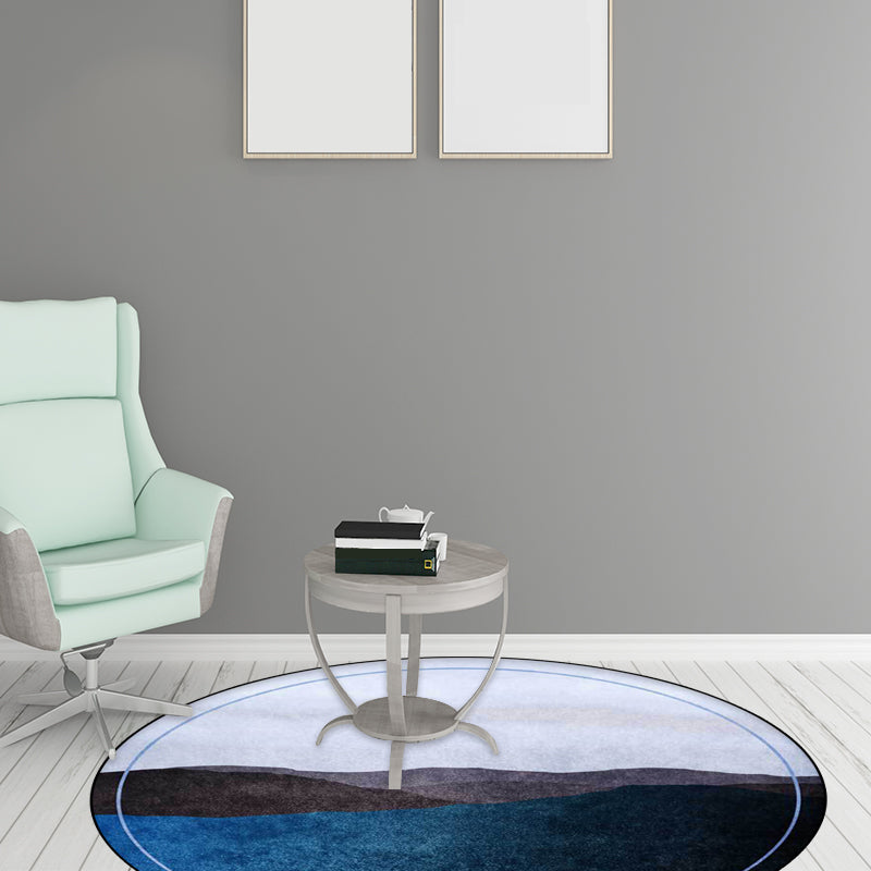 Lisslune | Green and Gray Oriental Carpet Polyester Mountain Ombre Pattern Carpet Washable Non-Slip Back Carpet for Living Room