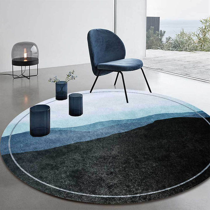Lisslune | Green and Gray Oriental Carpet Polyester Mountain Ombre Pattern Carpet Washable Non-Slip Back Carpet for Living Room
